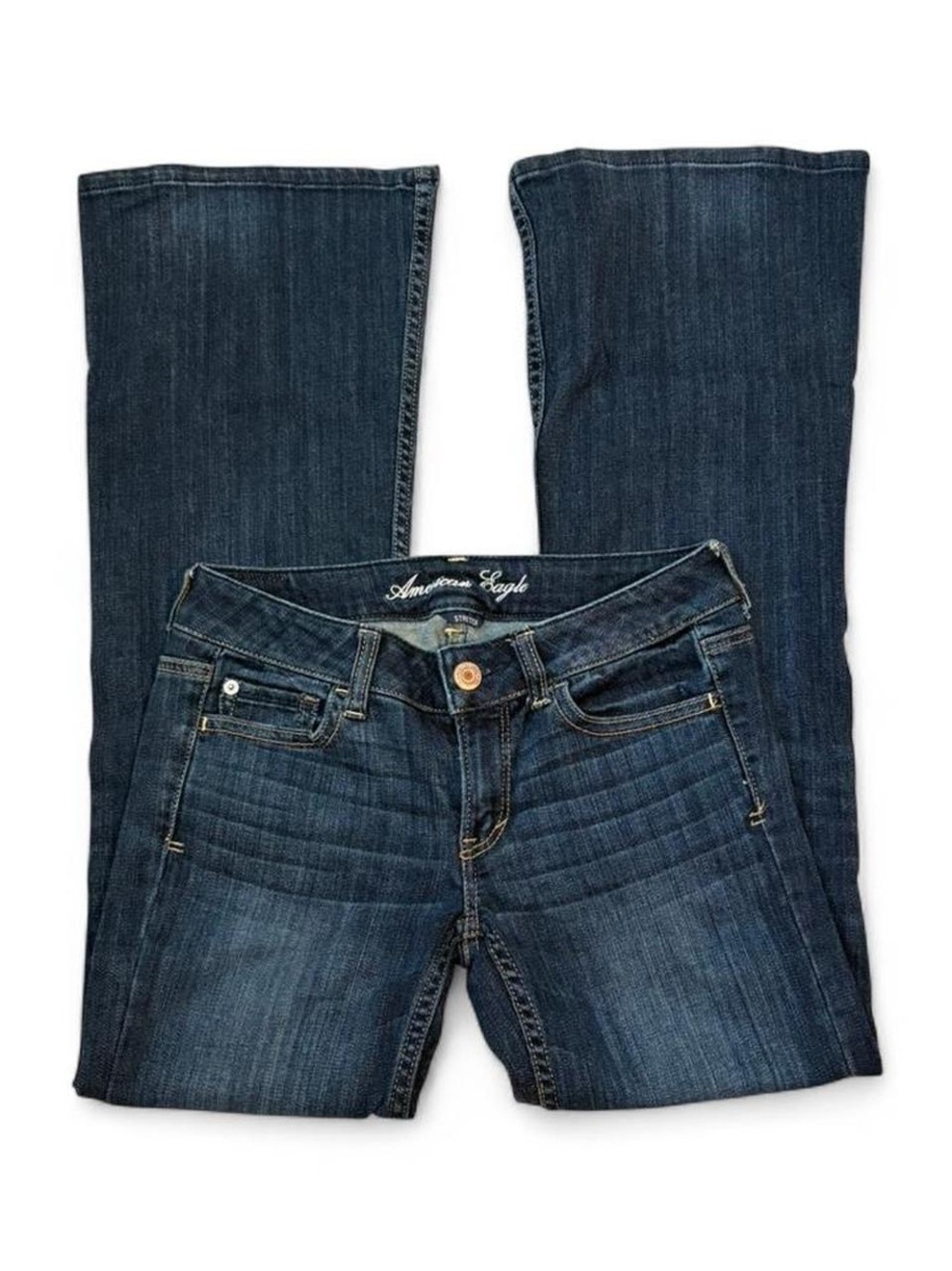 Y2K vintage American Eagle Outfitters Women’s Dark Blue flare lowrise Jeans